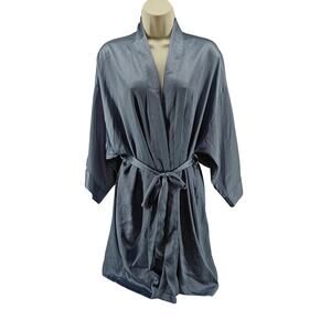 Victoria's Secret Gun Metal Grey Satin Belted Robe M/L
